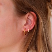 16mm 304L Stainless Steel Round leverback hoop earrings - 2mm wire - Gold Tone x20