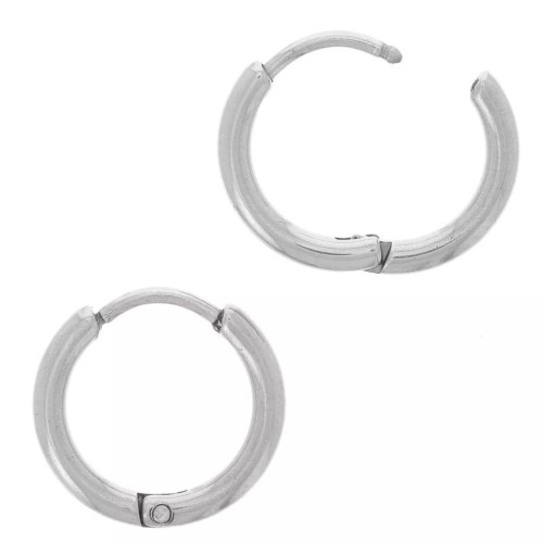 14mm 304L Stainless Steel Round leverback hoop earrings - 2mm wire x20
