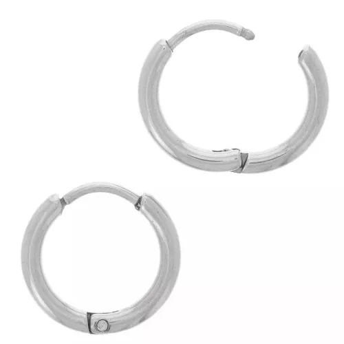 14mm 304L Stainless Steel Round leverback hoop earrings - 2mm wire x20