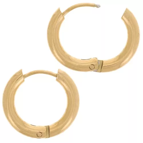 15mm 304L stainless steel round leverback earrings - 2.5 mm wire - Gold x2