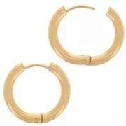 17mm 304L stainless steel round leverback earrings - 2.5 mm wire - Gold x2
