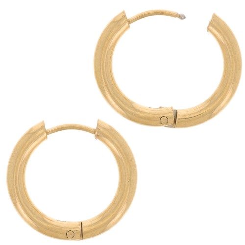 17mm 304L stainless steel round leverback earrings - 2.5 mm wire - Gold x2