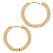 19mm 304L stainless steel round leverback earrings - 2.5 mm wire - Gold x2