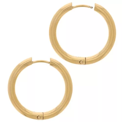 21mm 304L stainless steel round leverback earrings - 2.5 mm wire - Gold x2