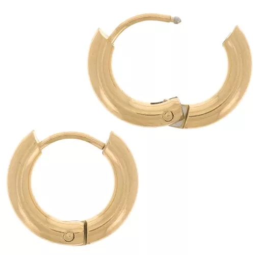 13mm 304L stainless steel round leverback earrings - 2.5 mm wire - Gold x20
