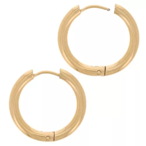 19mm 304L stainless steel round leverback earrings - 2.5 mm wire - Gold x20