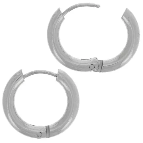 15mm 304L stainless steel round leverback earrings - 2.5 mm wire x2