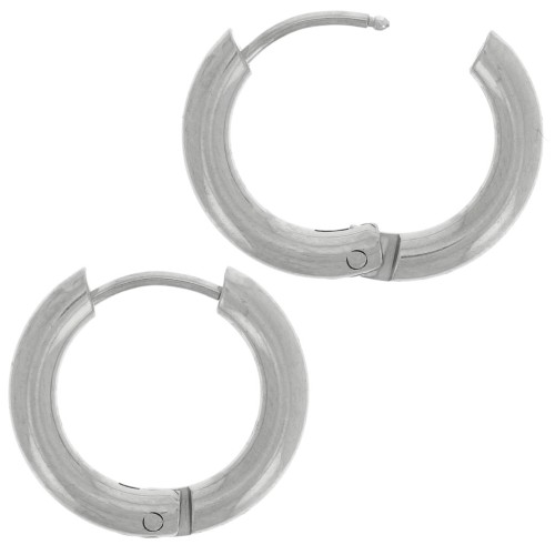 15mm 304L stainless steel round leverback earrings - 2.5 mm wire x20