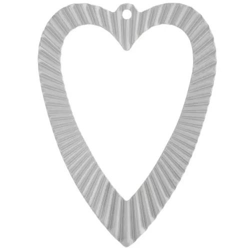 42x31mm 304L stainless steel Hollow heart pendants with pleated effect x2