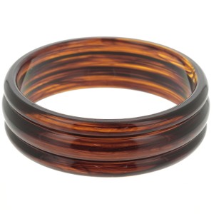 66 mm thick translucent resin bead bracelet - Marbled Amber x1