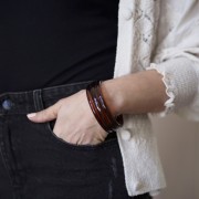 66 mm thick translucent resin bead bracelet - Marbled Amber x1