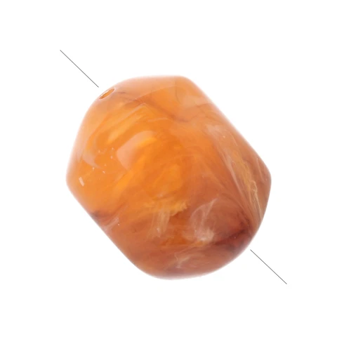 19x15mm transparent resin Irregular baroque bead - Apricot marble x1