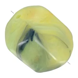 19x15mm opaque resin Irregular baroque bead - Olivine marbled x1