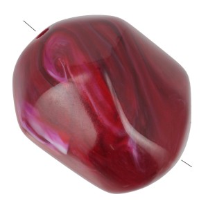 Irregular baroque bead in opaque resin 19x15 mm - Dark red marbled with glitter