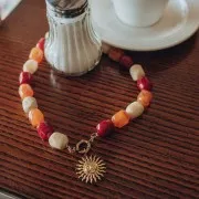 19x15mm opaque resin Irregular baroque bead - Dark red marbled x1