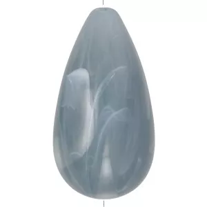 30x16mm Pear opaque resin bead - Blue grey marbled x1