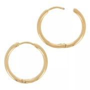 20 mm Round Hoop Earrings - 2 mm Wire - Gold-Plated 304L Stainless Steel x20