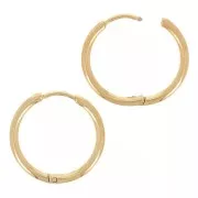 20 mm Round Hoop Earrings - 2 mm Wire - Gold-Plated 304L Stainless Steel x20