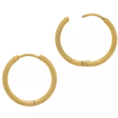 18 mm round hoop earrings - 2 mm wire - 304 stainless steel, gold-plated x20