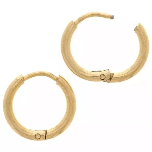 14mm 304L Stainless Steel Round leverback earrings - Gold Tone x20