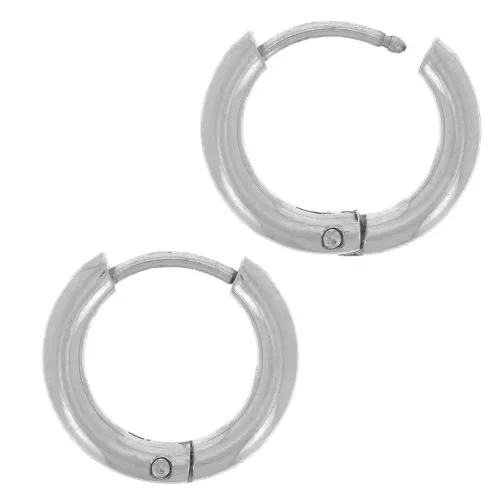 12mm Stainless Steel 304L Round Leverback hoop earrings - 2mm wire x2