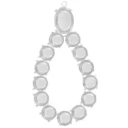 64x34mm drop Pendant - for 1088 8mm & 4120 14x10mm cabochons - Silver tone x1