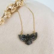 42x24mm Dyed gemstone eagle spacer - Pink Chalcedony x1