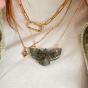 42x24mm Dyed gemstone eagle spacer - Pink Chalcedony x1