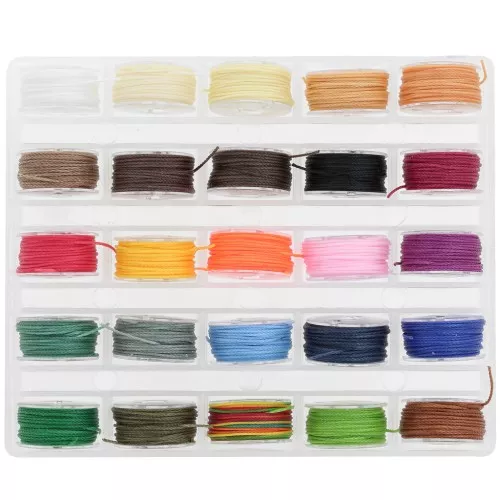 Assortment of 25 spools of 6m waxed nylon thread - 0.65mm - multicolored x1