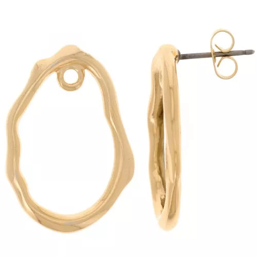 24x17mm Hammered irregular drop studs - Fine Gold-plated x2