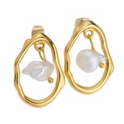 24x17mm Hammered irregular drop studs - Fine Gold-plated x2