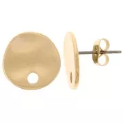 14mm Round irregular hammered earstuds - Fine Gold-plated x2