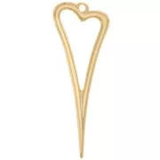 38x14mm Hollow heart pendant - Fine Gold Plated x1