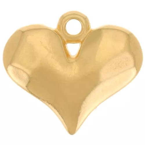 14x16mm Rounded hammered heart pendant - Fine Gold palted x1