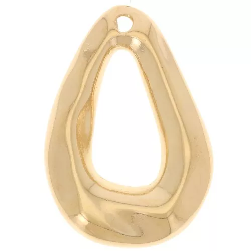 25.5x18mm Domed drop pendant - Fine Gold Plated x1