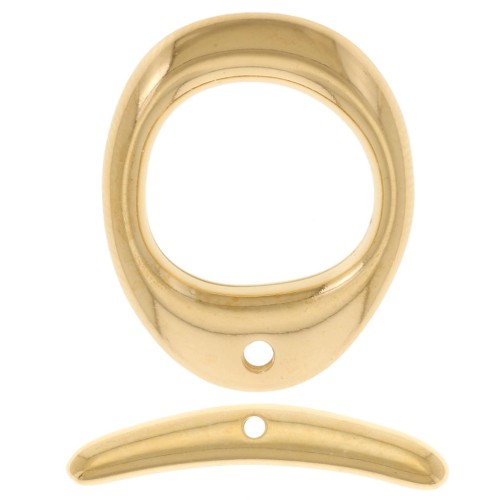 21x17mm Curved oval T-shaped clasp - Fine Gold Plated x1