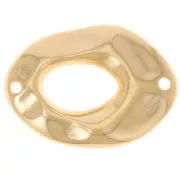 26.5x19mm Hammered hollowed out irregular oval spacer - Fine Gold Plated x1