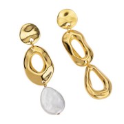 26.5x19mm Hammered hollowed out irregular oval spacer - Fine Gold Plated x1