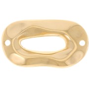 26.5x15mm Hammered hollowed out irregular oval spacer - Fine Gold Plated x1
