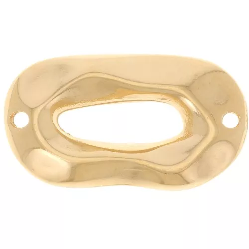 26.5x15mm Hammered hollowed out irregular oval spacer - Fine Gold Plated x1