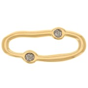 30x13mm Irregular oval spacer & epoxy resin - Fine gold Plated - Glitter grey x1