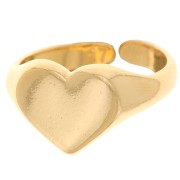 Heart-shaped signet ring - Size 53 - Fine Gold Plated x1|raw }}