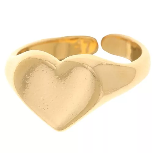Heart-shaped signet ring - Size 53 - Fine Gold Plated x1
