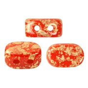 4x6mm Lipsi® Glass beads by Puca® - Opaque Light Coral Gold Splash x10g
