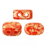 4x6mm Lipsi® Glass beads by Puca® - Opaque Light Coral Gold Splash x10g