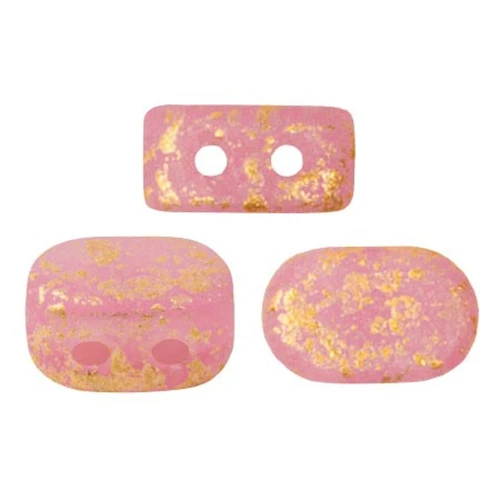4x6mm Lipsi® Glass beads by Puca® - Light Rose Opal Mat Gold Splash x10g