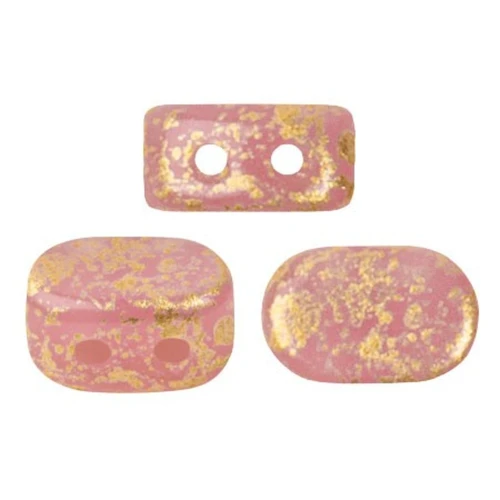 4x6mm Lipsi® Glass beads by Puca® - Light Rose Opal Gold Splash x10g