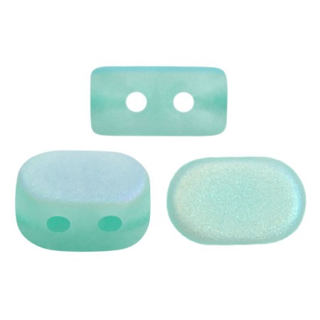 4x6mm Lipsi® Glass beads by Puca® - Blue Green Opal Mat AB x10g