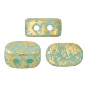 4x6mm Lipsi® Glass beads by Puca® - Blue Green Opal Mat Gold Splash x10g|raw }}