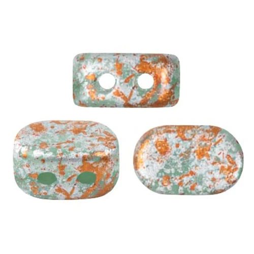 4x6mm Lipsi® Glass beads by Puca® - Blue Green Opal Tweedy x10g